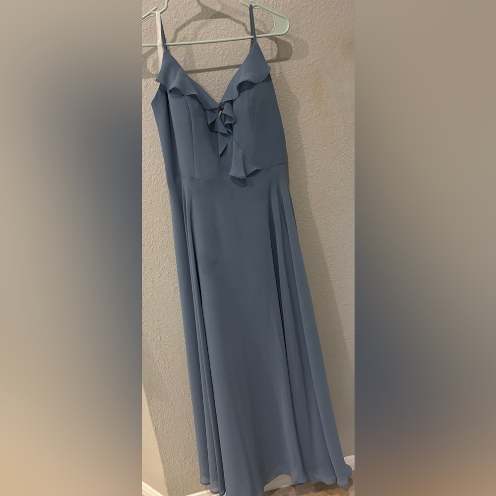 Hayley Paige Occasions #5803 Blue Chiffon Dress